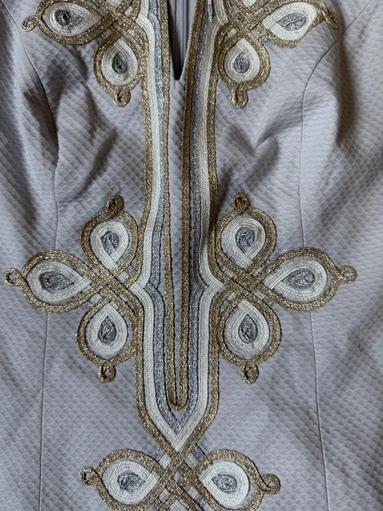 Lilly Pulitzer Mila Seaside Gray Mixed Metal Soutache Shift Dress 00 XXS - Picture 5 of 14